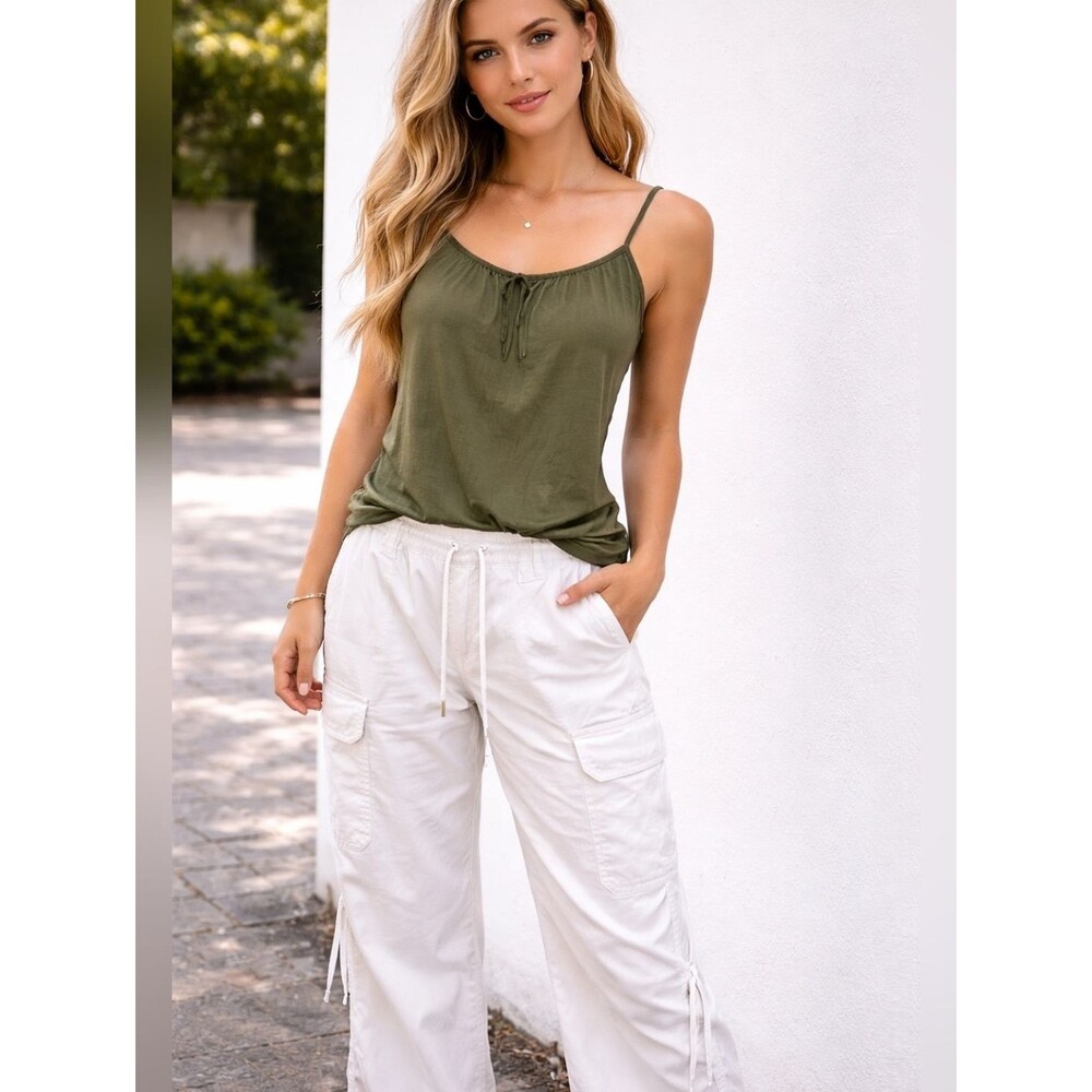 White Cargo Drawstring Jogger Pants Size XS
